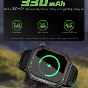 SEDSEY Smart Watches for Men, 1.85" Waterproof 1P68 3ATM Fitness Tracker Watch Bluetooth Call Smartwatch for Android iOS Phones with Heart Rate Step Counter - Tactical Outdoor Sports Smartwatch