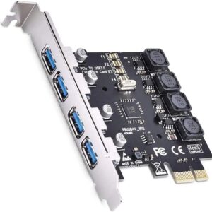 4 Ports PCIE USB 3.0 Card Super Speed 5Gbps PCI Express (PCIe) Expansion Card for Windows 11/10/8.1/8/7/Vista/XP/Server