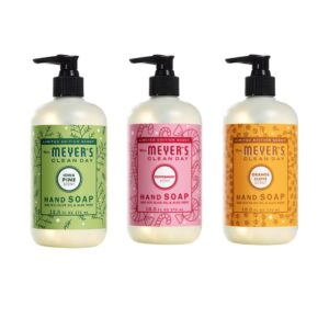 MRS. MEYER'S CLEAN DAY hand soap Scent Variety Pack, (Peppermint + Iowa Pine + Orange Clove)