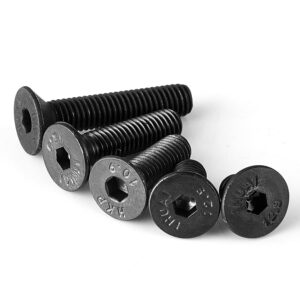 M5 x 8mm 12mm 16mm 20mm 25mm Flat Head Socket Cap Screws Countersunk Bolts, 10.9 Grade Alloy Steel, Black Oxide Finish, Allen Hex Drive, Metric Fully Threaded, Assortment Kit 50PCS