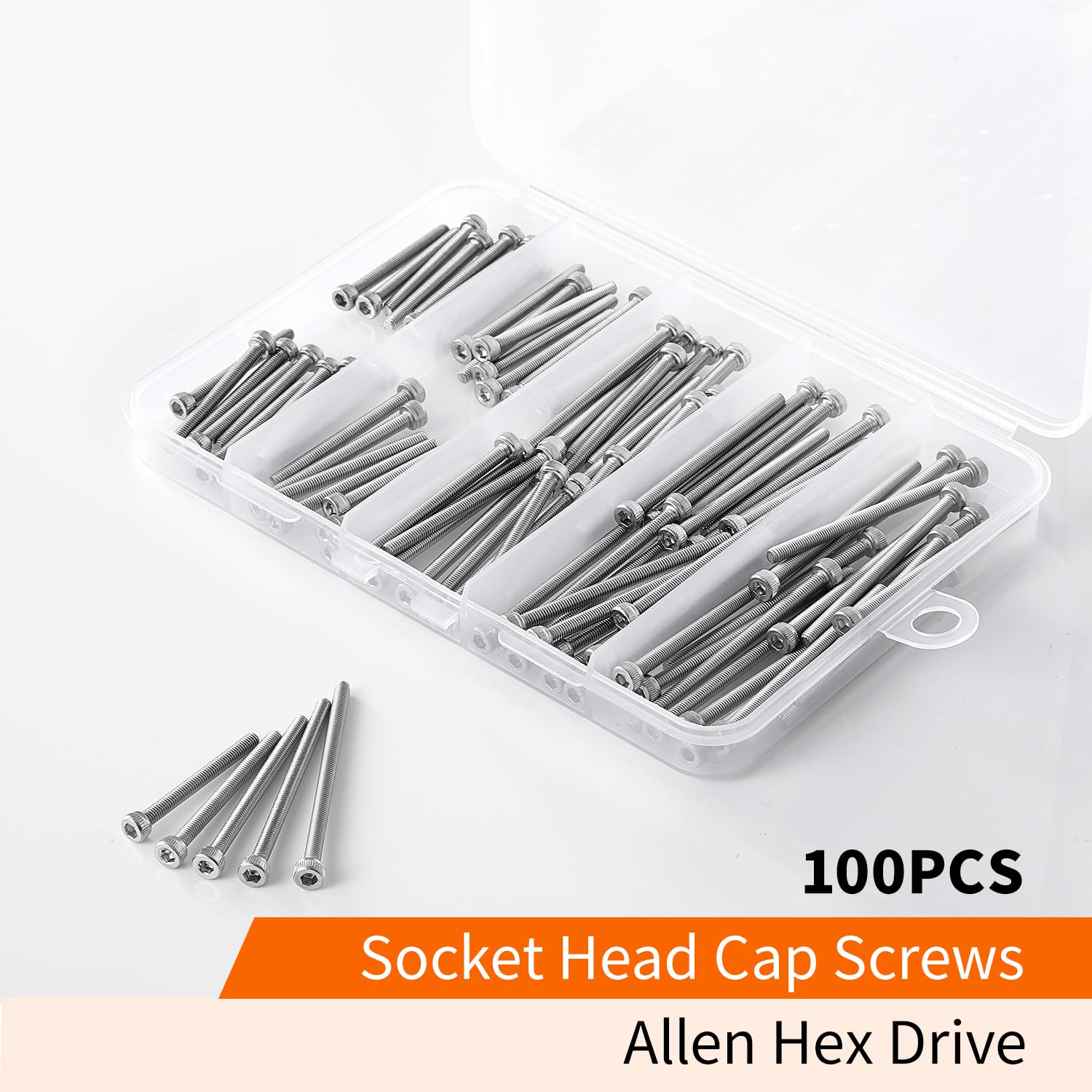 NIULUNBAO M3 x 30mm 35mm 40mm 45mm 50mm Hex Socket Head Cap Screws Bolts, 304 Stainless Steel, Metric Machine Fully Threaded, Bright Finish, Allen Hex Drive, Assortment Kit 100PCS