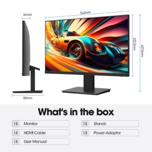 KOORUI 24 inch Computer Gaming Monitor FHD 1920 x 1080p, 100Hz PC Monitor Built-in Speakers, Adaptive Sync Compatible, Ultra-Slim Bezels, VESA Mountable, Adjustable Tilt, HDMI/VGA Ports