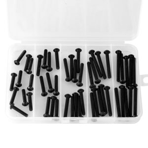 NIULUNBAO M4 x 30mm 35mm 40mm 45mm 50mm Button Head Socket Cap Screws Bolts, 10.9 Grade Alloy Steel Metric, Black Oxide Finish, Allen Hex Drive, Machine Fully Threaded, Assortment Kit 50PCS