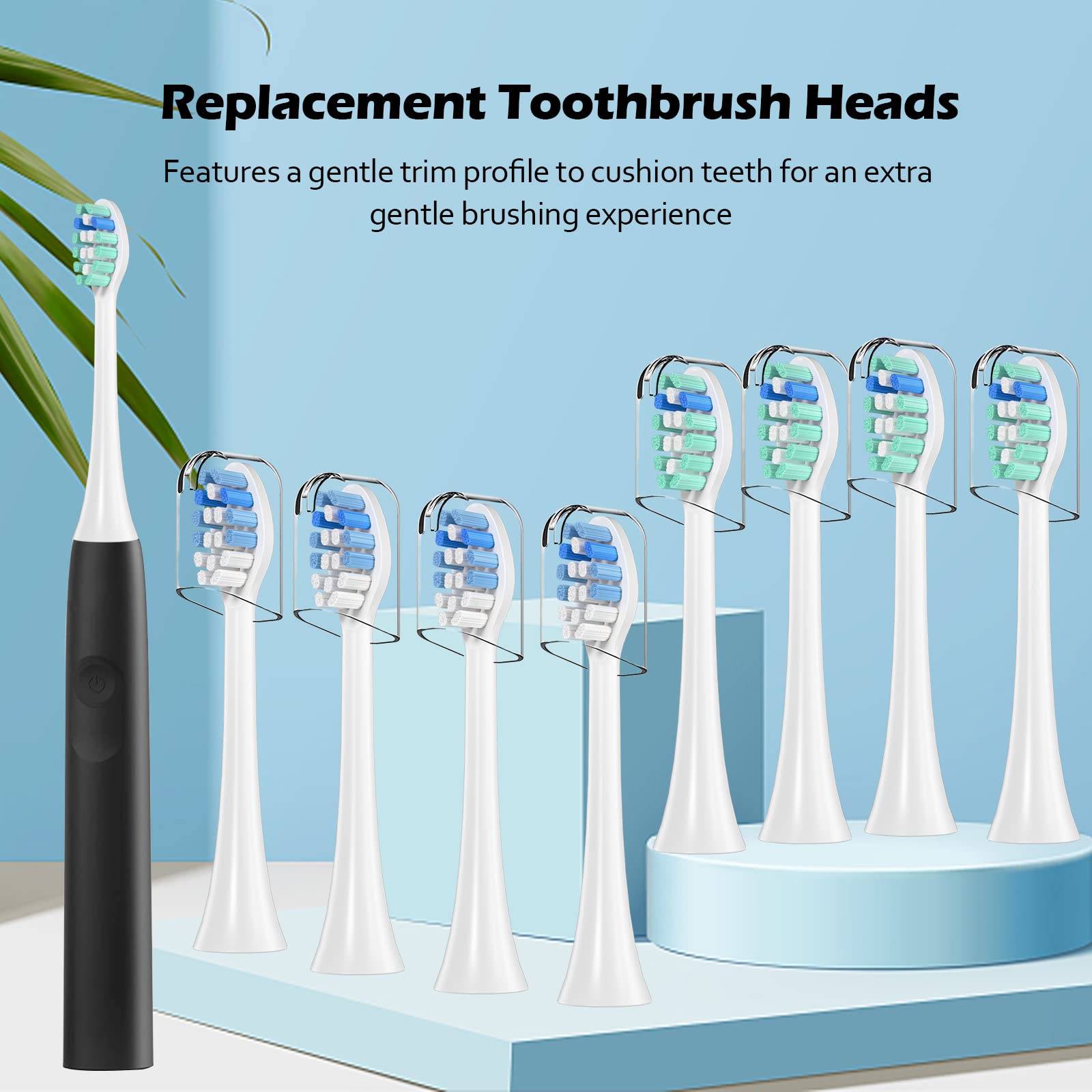 Toothbrush Replacement Heads Compatible with Philips Sonicare, Medium to Soft Electric Brush Head Refills for Sonic Care DiamondClean C1 C2 C3 G2 G3 W2 W3 4100 5100 6100 etc, 8 Pack