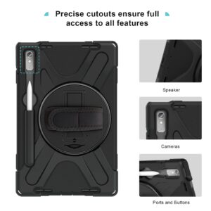 ProCase for Lenovo Tab P11 Pro 11.2" Gen 2 2022 (TB-132FU/TB-138FC) Case, Rugged Heavy Duty Shockproof Cover with Hand Strap Shoulder Strap for 11.2 inch Lenovo Tab P11 Pro 2nd Generation -Black