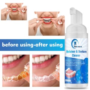 Aligner Cleaner, Denture Cleaner and Whitener Paste Foam Perfect for Sports Mouth Guard and Denture, Fast-Acting Alternative to Retainer Cleaner Tablets, Whitens Teeth and Fights Bad Breath 2 Pack