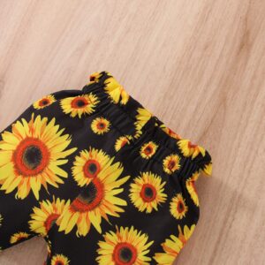 LYQTloml Newborn Baby Girl Clothes Thanksgiving Outfits Infant Romper Ruffle Long Sleeve Sunflower Floral Pants Cute Toddler Baby Girl Clothes Set 3PC Christmas Gifts