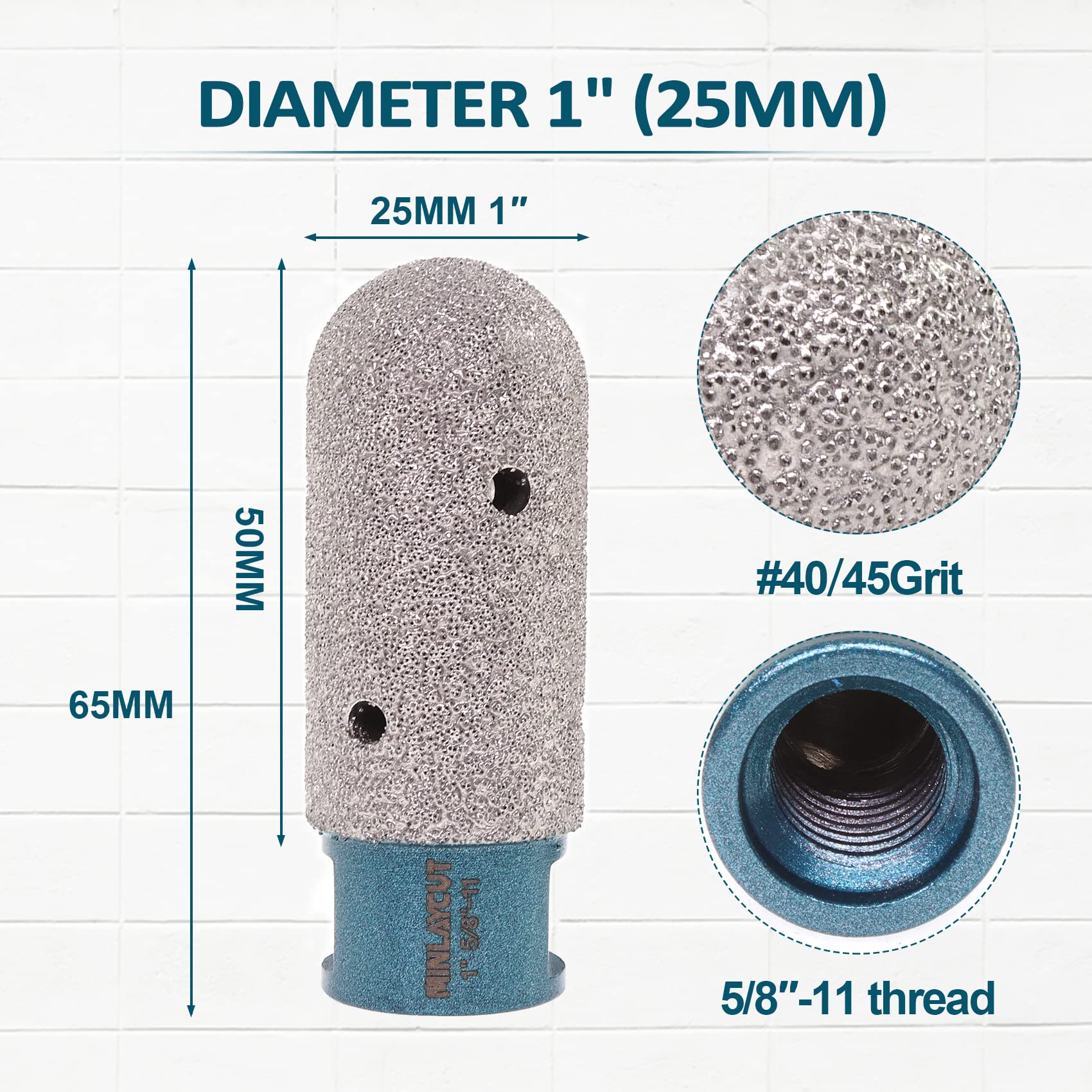 MINLAYCUT Diamond Finger Milling Bit - 1" 25mm Tile Hole Grinder Bit for Enlarging and Shaping or Round Bevel Existing Holes in Porcelain Hard Ceramic Granite and Marble