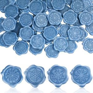 whaline 80pcs christmas wax seal stickers snowflake envelope seal stickers 3d blue snowflake self-adhesive embossed stickers for xmas winter greeting invitation cards packages gift decor, 4 design