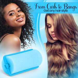 Foam Hair Roller Set, Heatless Hair Curlers to Sleep In, Self-Fastening, Soft Wave Curlers for Short and Medium Hair, Blue, 1.5CM 12 Pieces – By Rampro