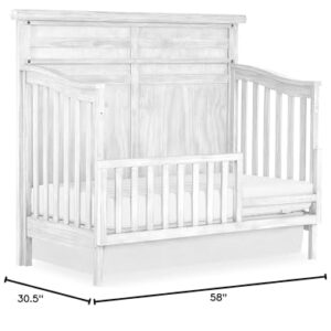 Evolur Andorra 5-in-1 Convertible Crib in Weathered White, Greenguard Gold and JPMA Certified, Made of Hardwood, Easy to Assemble, Wooden Nursery Furniture