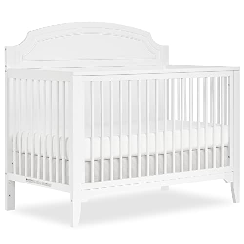 Dream On Me JPMA & Greenguard Gold Certified Milton 5-in-1 Convertible Crib Made with Sustainable New Zealand Pinewood in White, Non-Toxic Finish