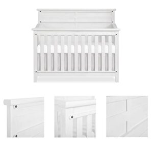 Evolur Andorra 5-in-1 Convertible Crib in Weathered White, Greenguard Gold and JPMA Certified, Made of Hardwood, Easy to Assemble, Wooden Nursery Furniture