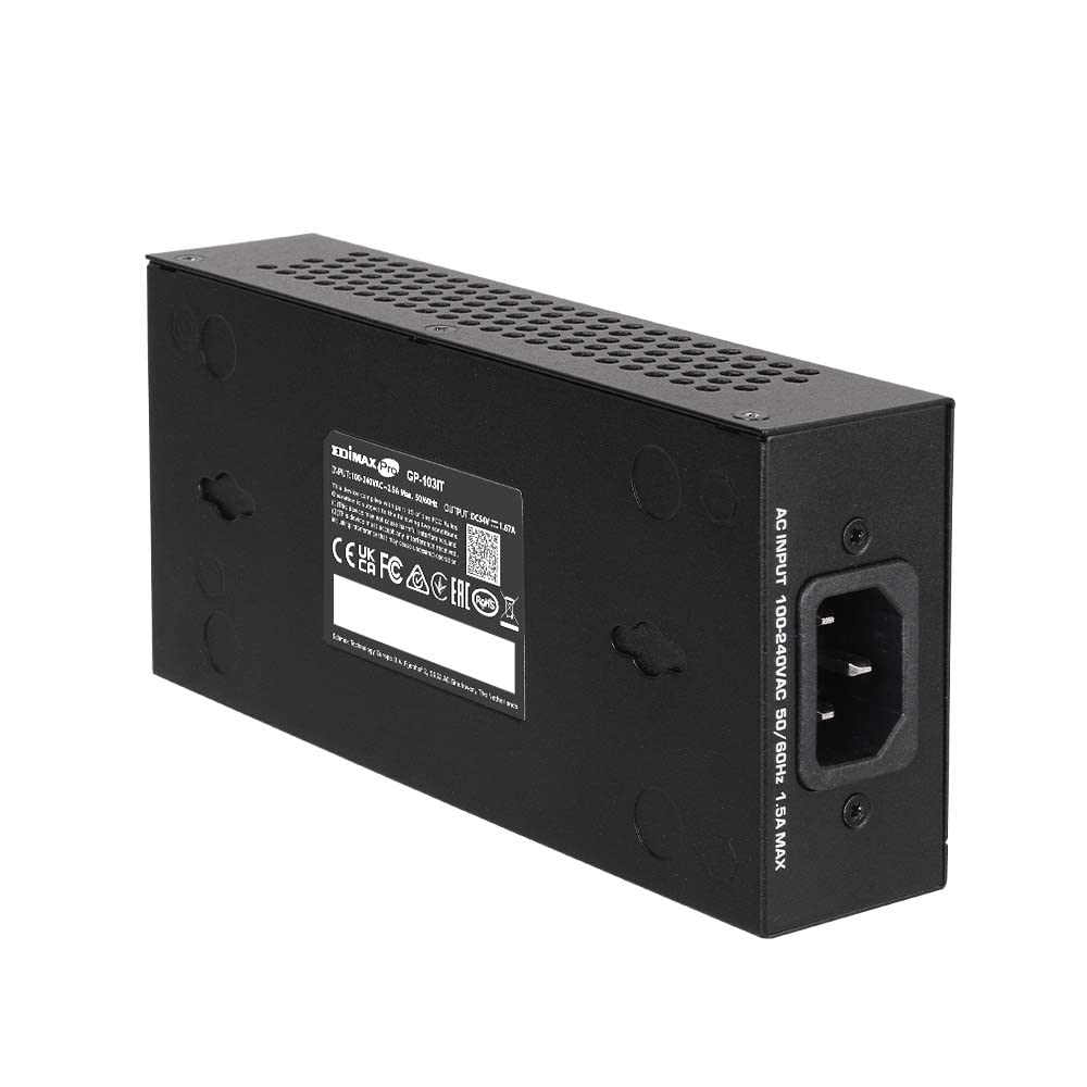 Edimax Pro Gigabit PoE++ 90W (60W/30W/15W Compatible) Injector Adapter, Adds Power to PoE Powered Device (PD) Device for up to 100 Meters (328ft), Supports 802.3af 802.3at 802.3bt, GP-103IT