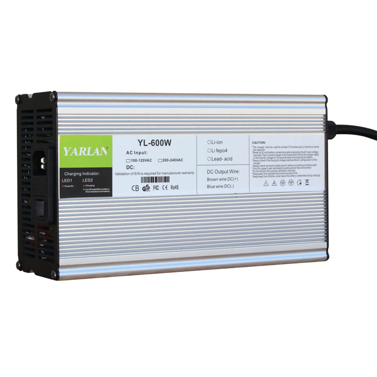 84V 6A Charger Applicable to 20S 72V Li-ion Battery 84V 6A Smart Charger Lipo/LiMn2O4/LiCoO2 Battery Charger Global Certification