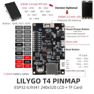 LILYGO TTGO T4 V1.3 ILI9341 2.4 inch LCD Display Backlight Adjustment ESP32 Development Board TTGO Modul