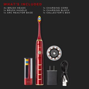 evo IRM-1 Rechargeable Sonic Toothbrush, Marvel Iron Man Electric Toothbrush for Adults, Electric Toothbrush with 4 Toothbrush Heads & Charger Included