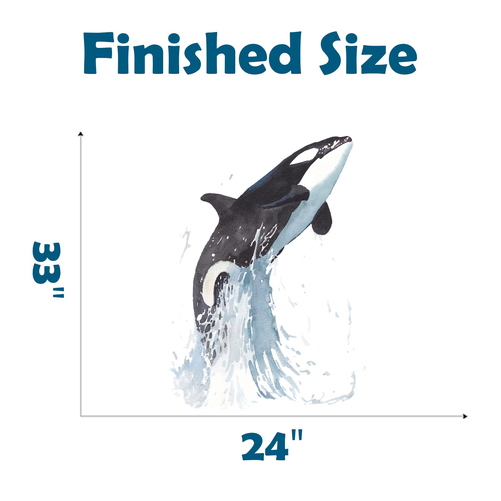 RoyoLam Killer Whale Jumping out of the Water Wall Decal Nursery Orca Sea Animal Wall Sticker Removable Peel and Stick Waterproof Wall Art Decor Stickers for Kids Baby Classroom Preschool Living Room