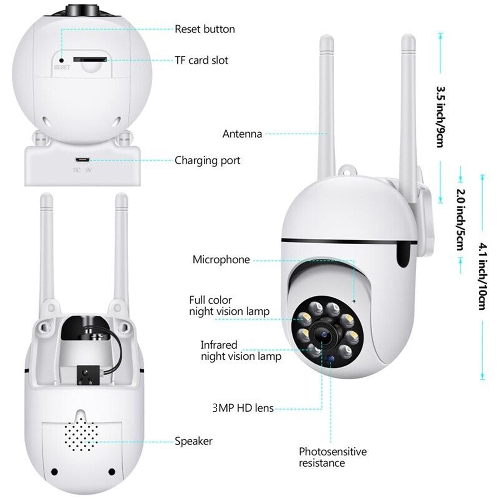 2K 3MP Security Camera Outdoor, 5G/2.4GHz 360° PTZ WiFi Camera, Indoor Surveillance Cam for Home Security, Smart Motion Detection Alarm, 2-Way Audio, Night Vision, Works with Alexa - with 64G SD Card