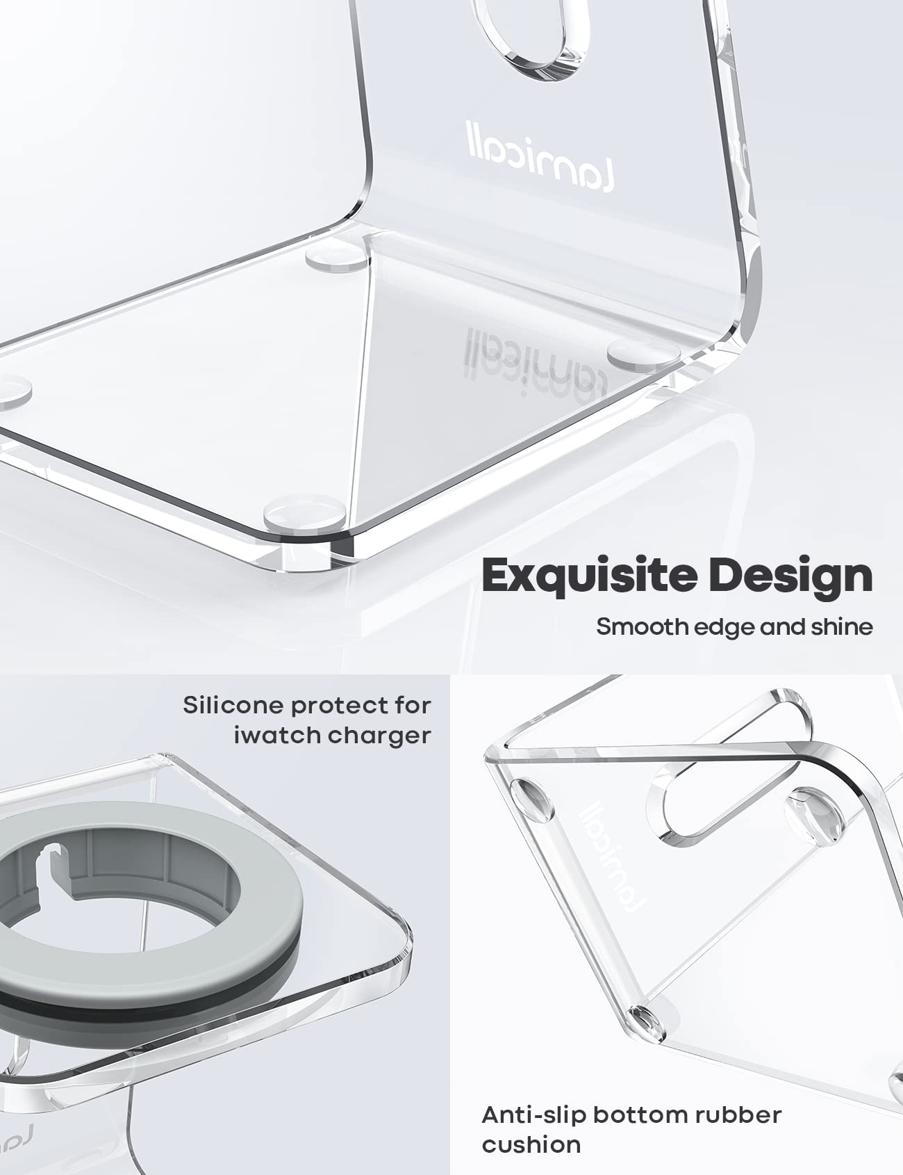 Acrylic Watch Stand for Apple Watch Charger - Lamicall Desk Watch Charging Dock, Transparent Clear iWatch Charger Holder Nightstand, Fit for All Apple Watch, Series SE, Ultra, 10/9/8/7/6/5/4/3/2/1