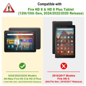 Fintie Slim Case for Kindle Fire HD 8 & Fire HD 8 Plus Tablet (12th Generation 2024/2022 & 10th Generation 2020 Release) - Ultra Lightweight Slim Shell Stand Cover with Auto Wake/Sleep, Black