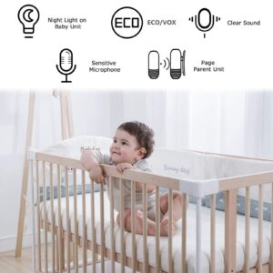 Baby Monitor with Night Light Elder Monitor Audio Baby Monitor Two Way Voice(110-240V)