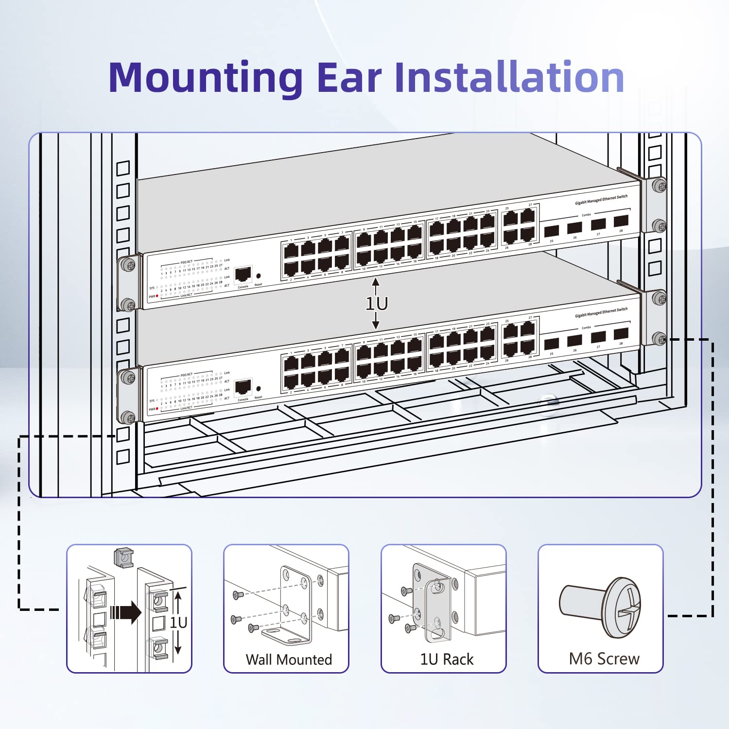 PhyinLan Rack Mount Kit 17.3'' Rack Ears for HP ProCurve/Aruba/OfficeConnect/HPE HP-4S (5064-2085) (5069-6535)