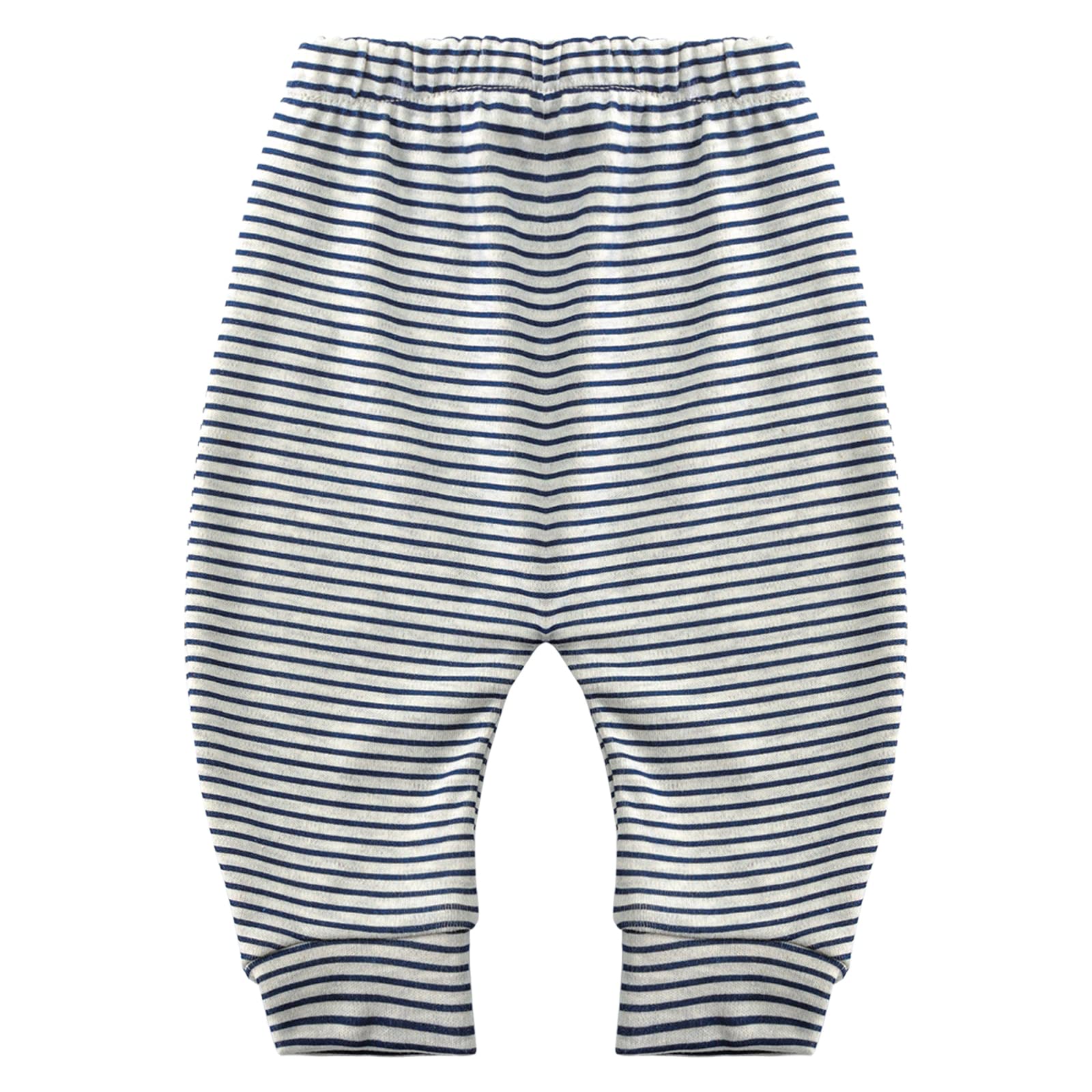 Hakochia Soft and Comfy 100% Cotton Baby Pants for Baby Boys and Girls with Ample Diaper Room 0-12 Months Blue