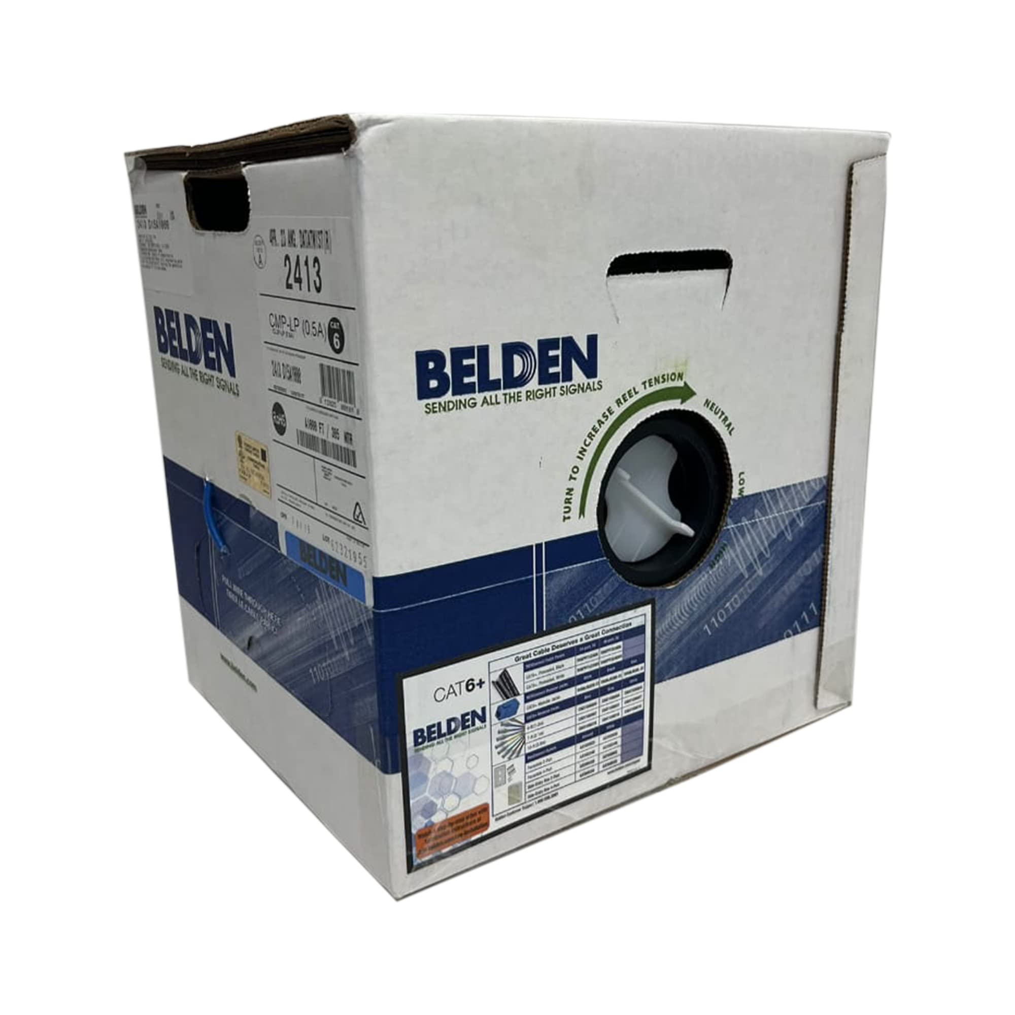 Cat6 Plenum USA Made 2413 Belden 1000 feet UTP Cable White Color Compatible with All PoE Devices.