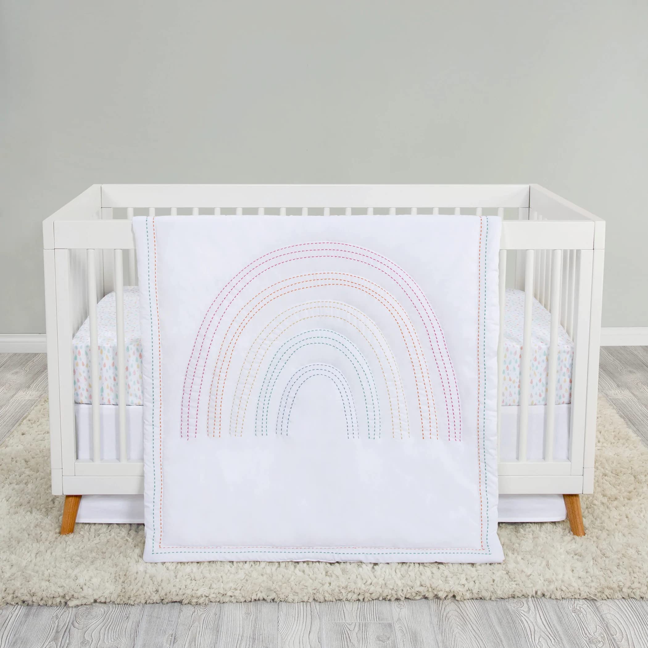 Trend Lab Rainbow 3 Piece Crib Bedding Set, Includes Nursery Quilt, Fitted Crib Sheet and Crib Skirt