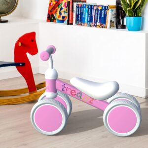 Balance Bike Ride-On Toy | 12-36 Months Babies and Toddlers | Boys and Girls | Indoor Outdoor | Mobility Muscle Strength Motor Skills | Created by Makers of Established Action Kids Products | Pink