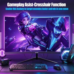 Gawfolk 2K 165Hz Curved Monitor, 27 Inch QHD 2560x1440p 144Hz Gaming Monitor with AMD FreeSync, Flicker-Free, 2X HDMI 2.0, DP 1.4, Ultra-Thin Frameless 1800R Screen PC Monitor