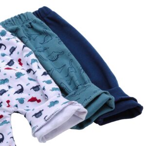 Hakochia Soft and Comfy 100% Cotton Baby Pants for Baby Boys and Girls with Ample Diaper Room 0-12 Months Blue