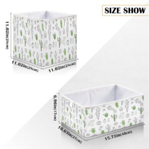 Kigai Cactus Pattern Storage Bins Cube Foldable Storage Baskets Bin Waterproof Home Organizer with Handles Basket for Toy Nursery Blanket Clothes, 11x11x11 Inch