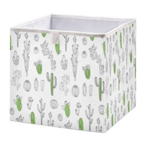 kigai cactus pattern storage bins cube foldable storage baskets bin waterproof home organizer with handles basket for toy nursery blanket clothes, 11x11x11 inch