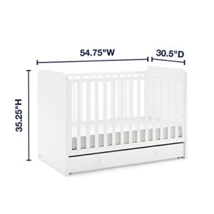 GAP babyGap Graham 4-in-1 Convertible Crib with Storage Drawer - Greenguard Gold Certified, Bianca White