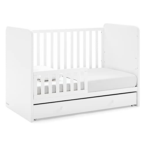 GAP babyGap Graham 4-in-1 Convertible Crib with Storage Drawer - Greenguard Gold Certified, Bianca White