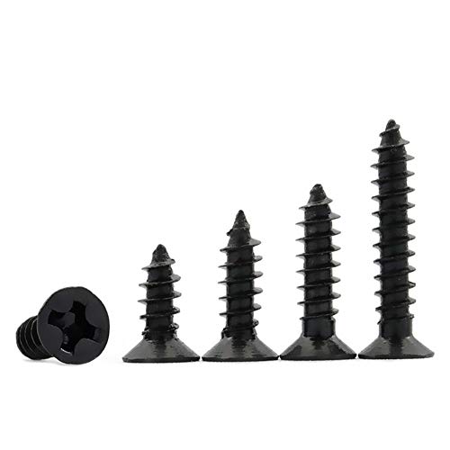 WAAZVXS 100pcs Self Tapping Screws M1.7 M2 M2.3 M2.6 M3 Laptop Screws Computer Screws Small Pan Head Black Carbon Steel (Color : 5mm, Size : M1.7)