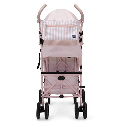 babyGap Classic Stroller - Lightweight Stroller with Recline, Compact Fold & Removable Parent Organizer - Made with Sustainable Materials, Pink Stripes