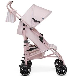 babyGap Classic Stroller - Lightweight Stroller with Recline, Compact Fold & Removable Parent Organizer - Made with Sustainable Materials, Pink Stripes