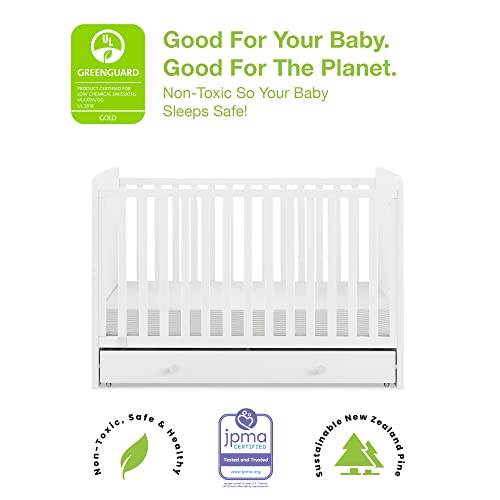 GAP babyGap Graham 4-in-1 Convertible Crib with Storage Drawer - Greenguard Gold Certified, Bianca White