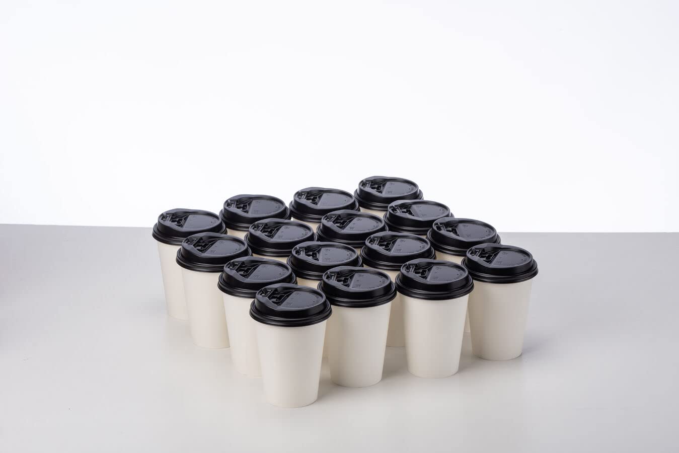 RACETOP [100 Pack 12 oz Hot Beverage Disposable White Paper Coffee Cup with Dome Lid, Large