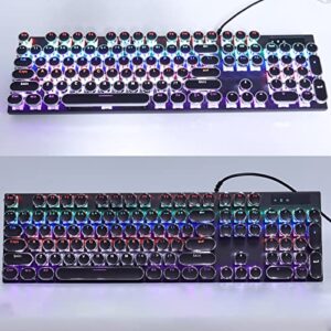 Sanpyl Mechanical Keyboard, Black 104 Key RGB Backlit Gaming Keyboard Round Keycaps Plug and Play Ergonomic Wired Keyboard for PC Laptop Game(Black Punk Version)