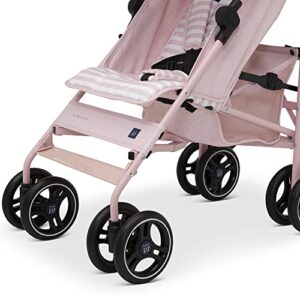 babyGap Classic Stroller - Lightweight Stroller with Recline, Compact Fold & Removable Parent Organizer - Made with Sustainable Materials, Pink Stripes