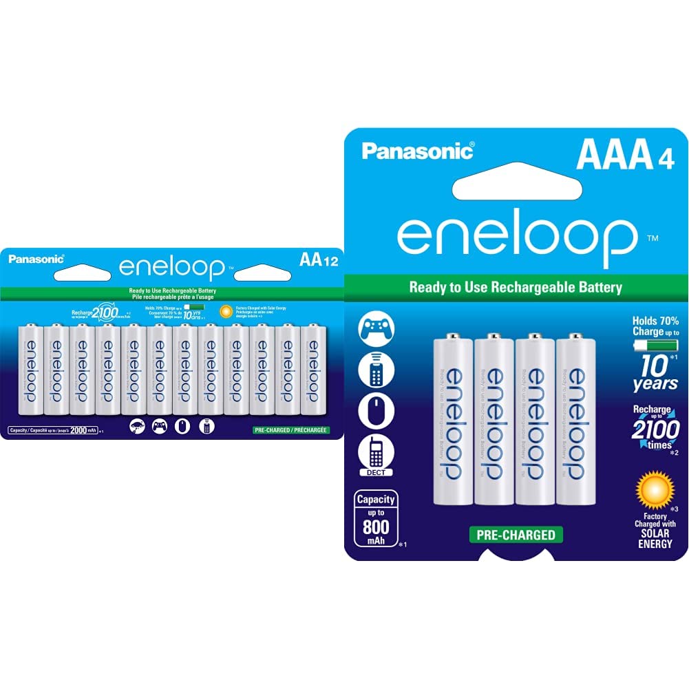 Eneloop Panasonic AA and AAA 2100 Cycle Ni-MH Pre-Charged Rechargeable Batteries 16-Battery Pack