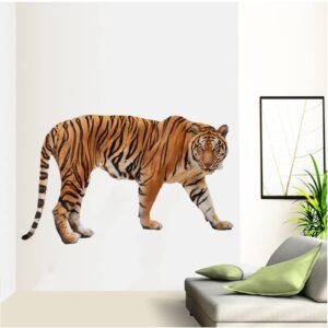 Tiger Wall Sticker, 3D Lifelike Ferocious Tiger Wall Sticker Decoration Peel and Paste Jungle Animal Art Sticker Children's Kindergarten Bedroom Living Room Game Room Home Decoration (2)