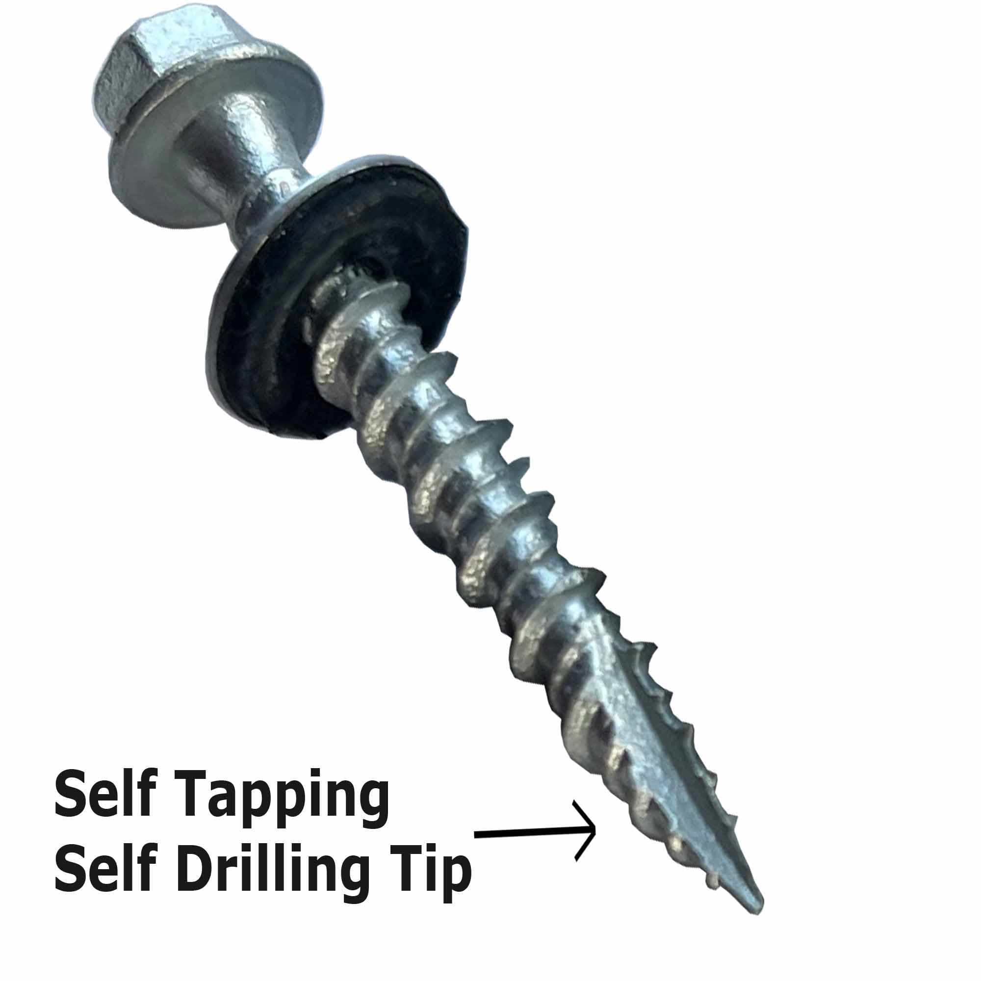 Metal Roofing Screws - #10 x 1.5” – Self Tapping ¼” Hex Head with EPDM Rubber Washer – for Metal to Wood, Corrugated Roofing, Siding, Sheds, Pancake Screw - Hex Drive Easy Install - Galvanized (100)