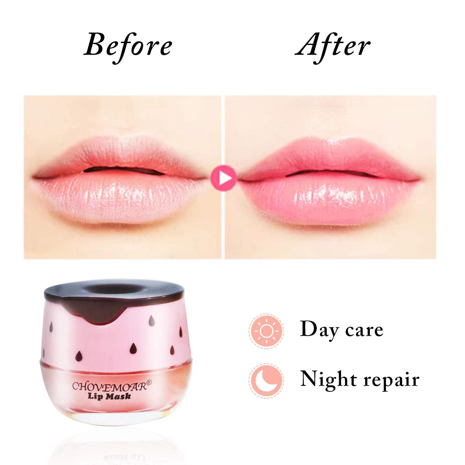 2PCS Honey Balm & Strawberry Lip Balm, Honey Lip Balm, Lip Masks for Dry and Cracked Lips with Brush, Lip Exfoliator & Moisturizer, Reduces Lips Lines & Lightens Lips, Anti-Wrinkle, Aging