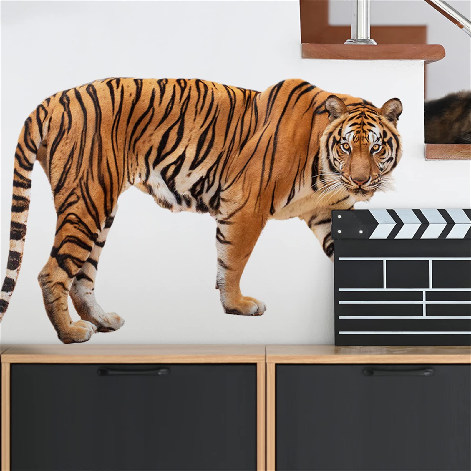 Tiger Wall Sticker, 3D Lifelike Ferocious Tiger Wall Sticker Decoration Peel and Paste Jungle Animal Art Sticker Children's Kindergarten Bedroom Living Room Game Room Home Decoration (2)