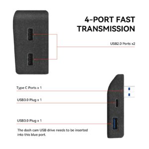 YONZEE Glovebox USB Hub for Tesla Model Y: ABS Flocking Multi Ports Glove Box USB Flash Drive Docking Station for Charging Data Transmission